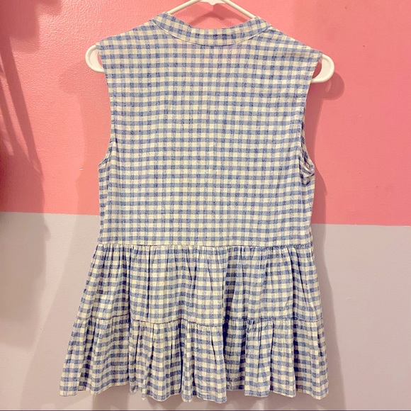 Francesca’s Blue Gingham Tank Top Size Medium - Picture 3 of 6